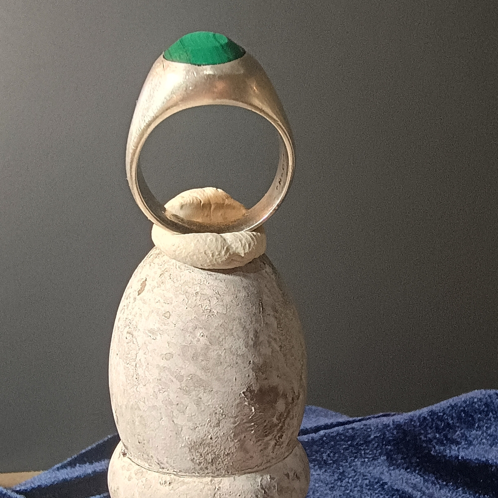 Solid Vintage Malachite Sterling Silver Mens Ring… - image 3